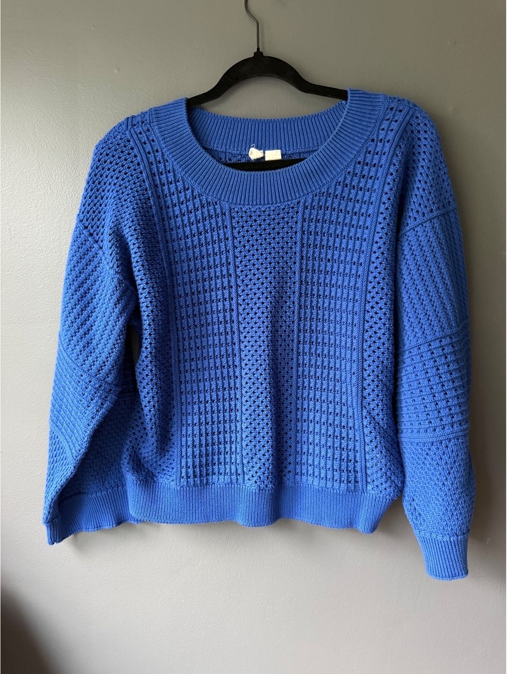 MOTH by Anthropologie Blue Textured Knit Sweater Size S